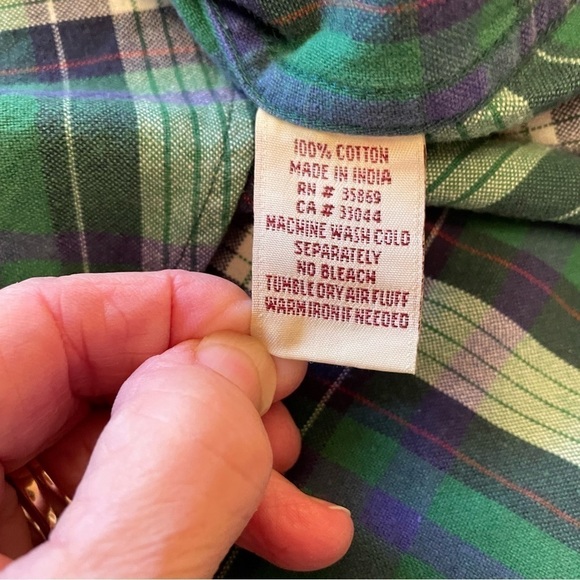 ROPER Men’s Green Plaid 100% Cotton Button Down - Size 2XLT Button down collar - Picture 10 of 11